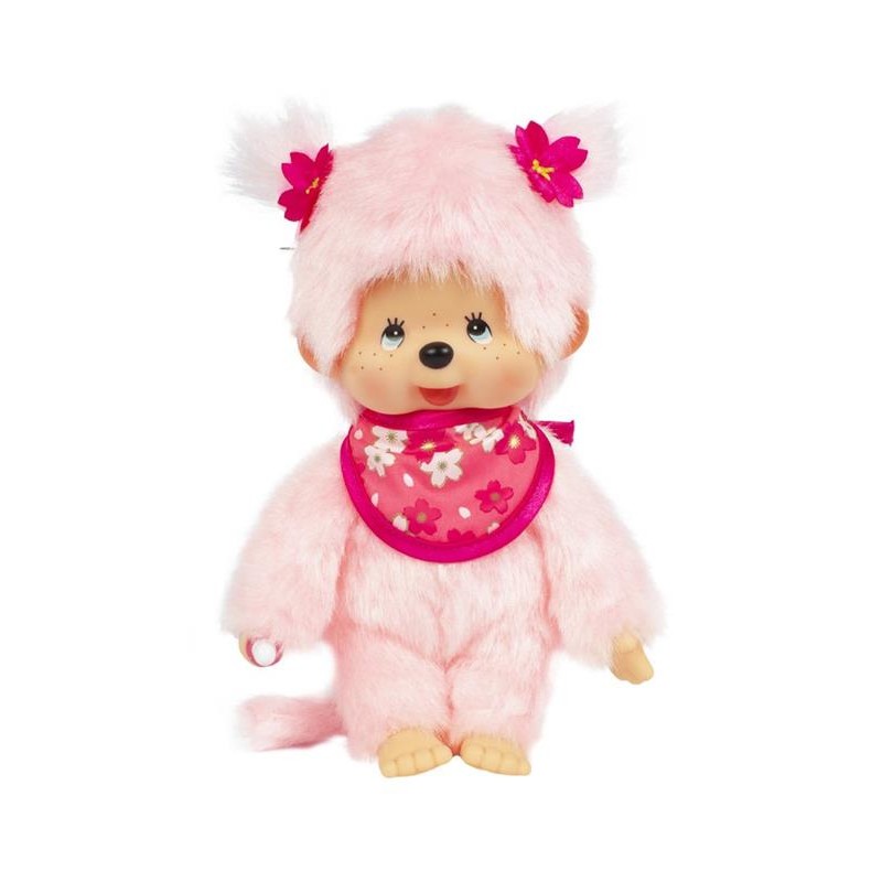 Monchhichi - Pluszowa małpka dziewczynka Cherry Blossom, 20cm - Różowa