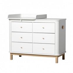 Oliver Furniture - Komoda 6 szuflad z małym przewijakiem - white/oak