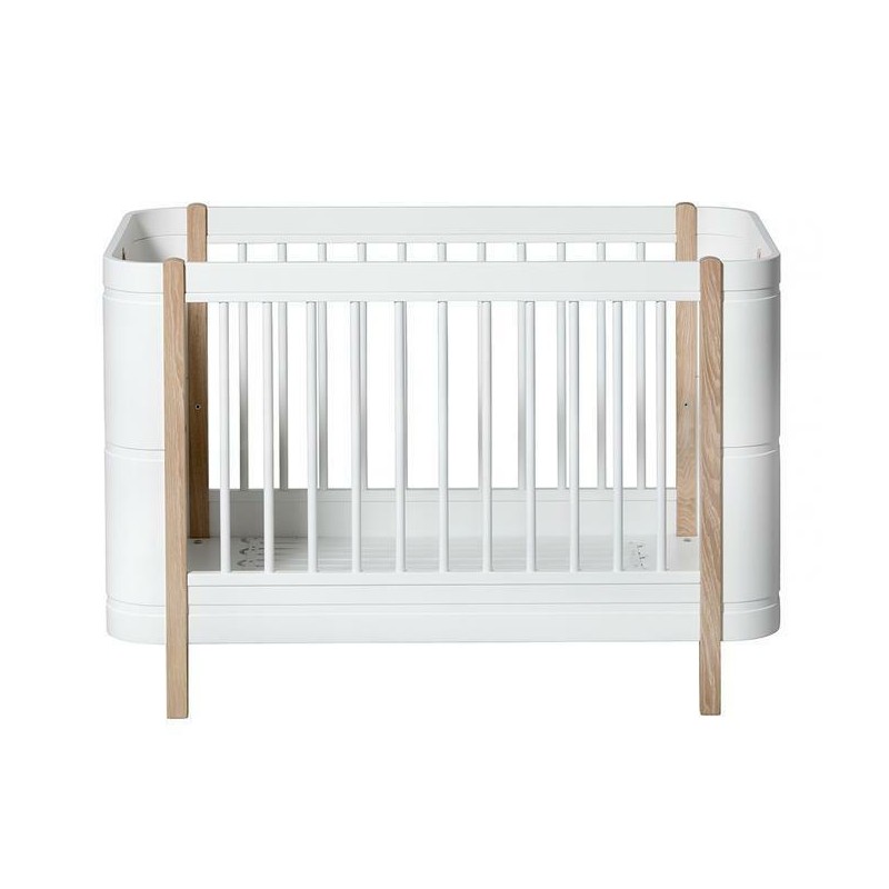 Oliver Furniture - Łóżeczko niemowlęce Mini+ z zestawem do rozbudowy na łóżko junior - white/oak