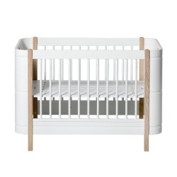 Oliver Furniture - Łóżeczko niemowlęce Mini+ z zestawem do rozbudowy na łóżko junior - white/oak