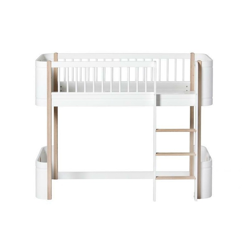 Oliver Furniture - Łóżko Mini+ low loft - white/oak