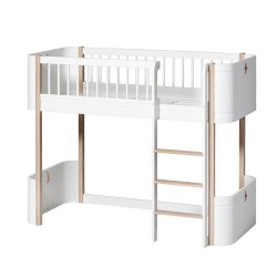 Oliver Furniture - Łóżko Mini+ low loft - white/oak