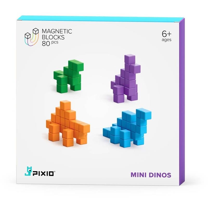 Pixio - Klocki magnetyczne Mini Dinos 80