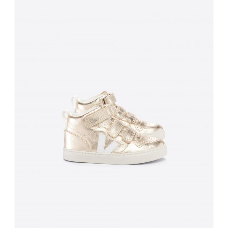 Veja - Sneakersy V-10 Mid Chromefree Leather - Platine White