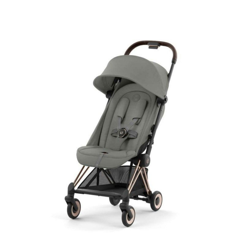 Cybex - Ultrakompaktowy wózek spacerowy Coya (rama w kolorze różowego złota) - Mirage Grey