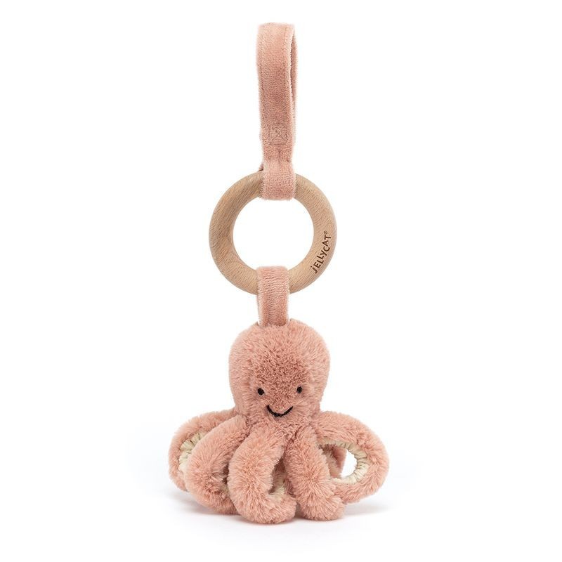 Jellycat - Zawieszka z grzechotką Ośmiornica 14cm - morelowa