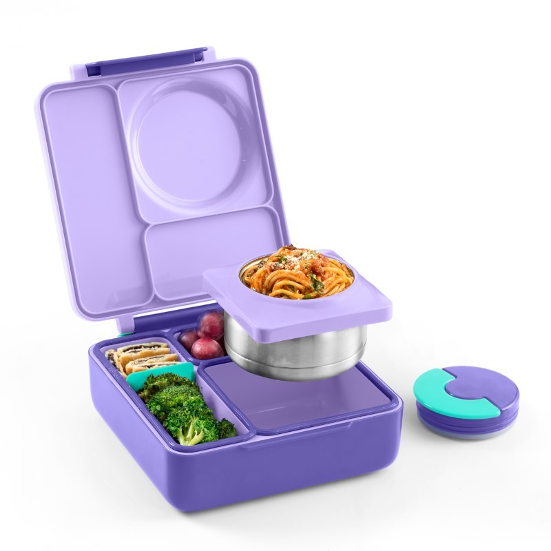 OmieBox - Lunchbox z termosem i przegródkami, Purple Plum