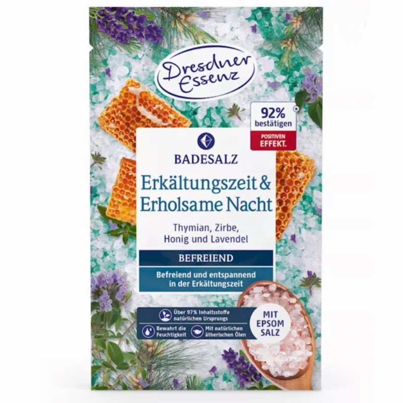 Dresdner Essenz - Naturalna sól do kąpieli z solą epsom (60g) - Na przeziębienie i spokojny sen