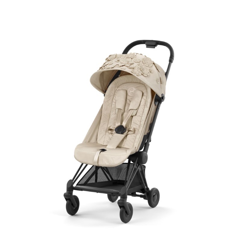 Cybex - Ultrakompaktowy wózek spacerowy Coya - Simply Flowers Nude Beige | mid beige