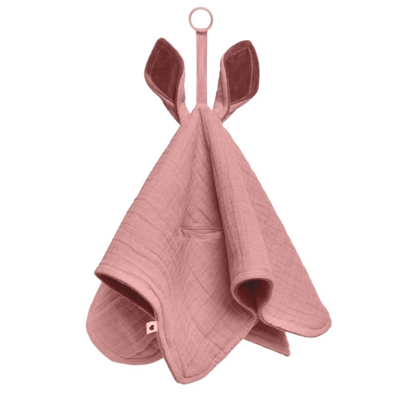 BIBS - Pieluszka przytulanka z zawieszką na smoczek Kangaroo - dusty pink