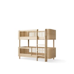 Oliver Furniture - Drewniane łóżko piętrowe niskie Wood Mini+ low bunk, 68x162cm - oak