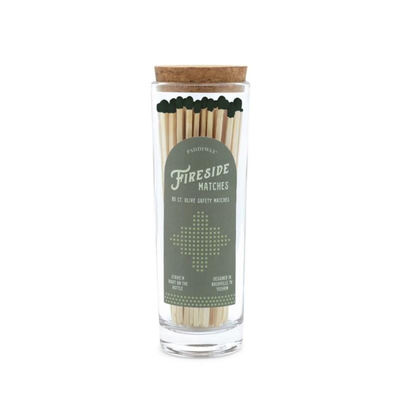 Paddywax - Zapałki długie "Fireside Safety Matches" 85szt., Olive Green Tip