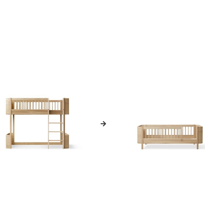 Oliver Furniture - Zestaw do przekształcenia łóżka na antresoli Mini+ na łóżko Junior - Oak