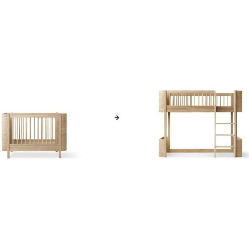 Oliver Furniture - Zestaw do konwersji Mini+ cot bed incl. junior kit to low loft bed, oak