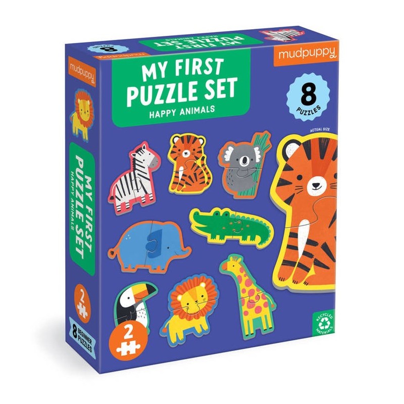 Mudpuppy - Pierwsze puzzle Szczęśliwe zwierzątka 2 elementy 2+