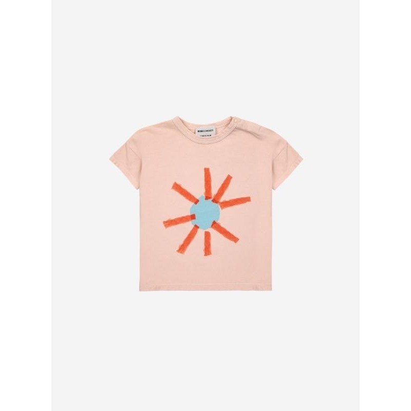 Bobo Choses - Bawełniany t-shirt z nadrukiem Baby Sun - light pink