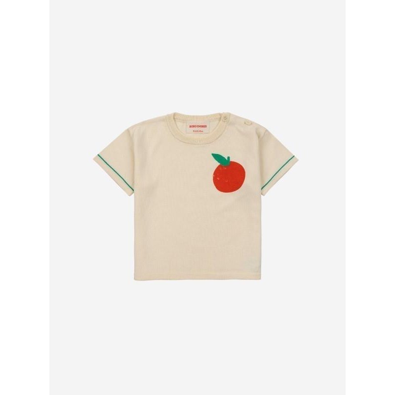 Bobo Choses - Dzianinowy t-shirt z nadrukiem Baby Tomato - offwhite