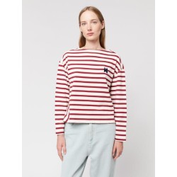 Bobo Choses - Bawełniany longsleeve w paski Stripes Adult - offwhite