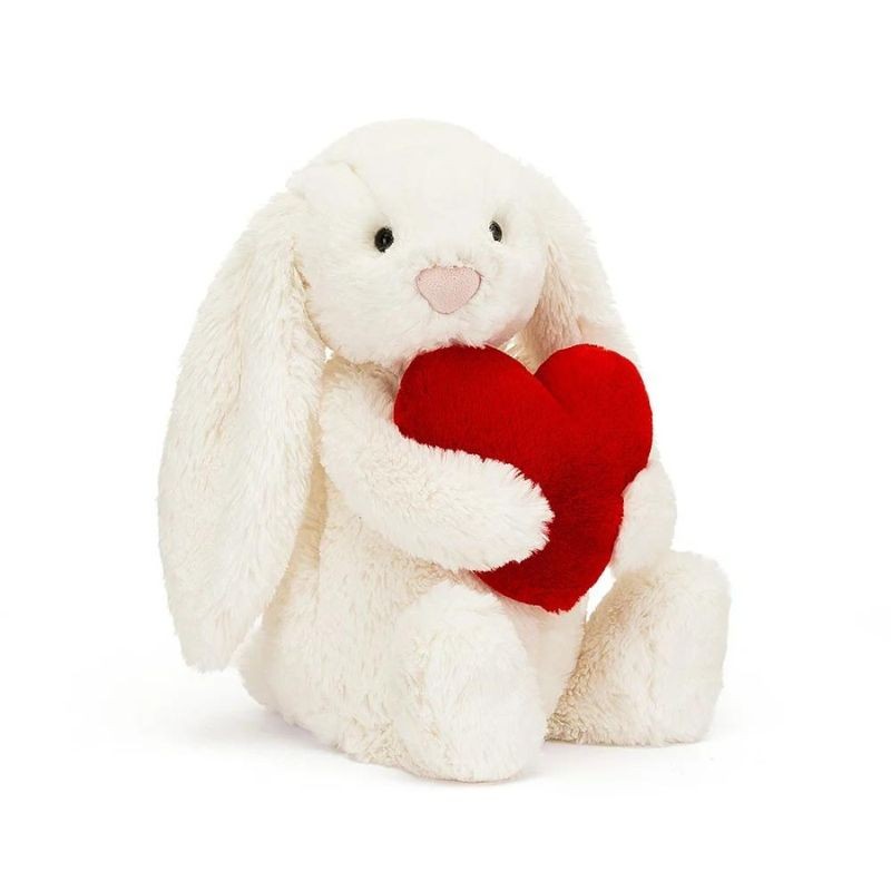 Jellycat - Przytulanka Króliczek kremowy z czerwonym sercem 31cm