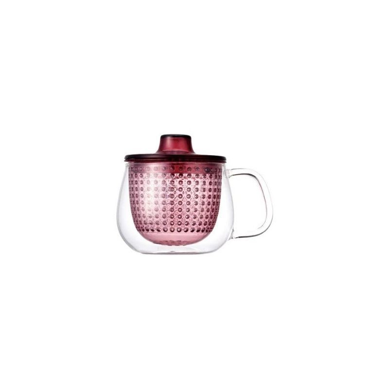 Kinto - Szklany kubek do herbaty z zaparzaczem Unimug 350ml, wine red