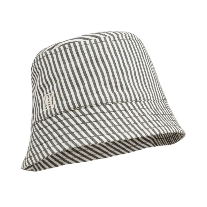 Liewood - Bawełniany kapelusz Bucket Hat Salva - Y/D Stripe Whale Blue/Creme de la Creme