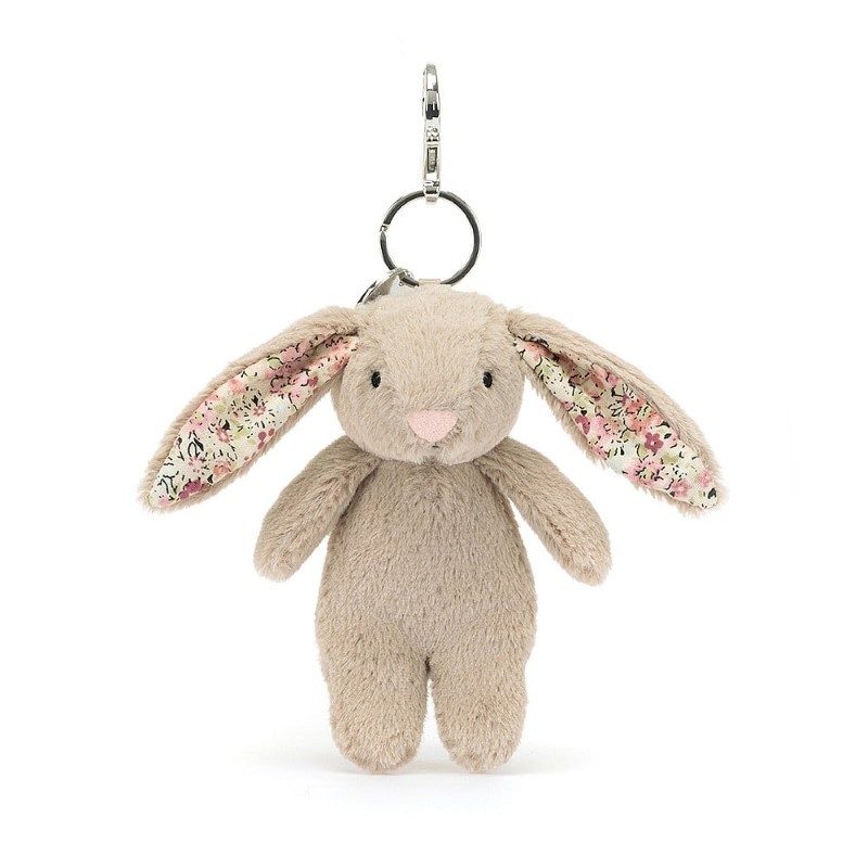 Jellycat - Breloczek Blossom Króliczek z kwiecistymi uszami 17cm - beżowy