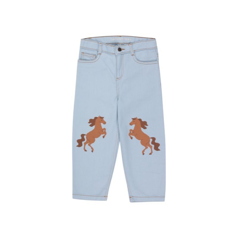 Tinycottons - Dziecięce spodnie jeansowe o kroju baggy Horses - blue-grey