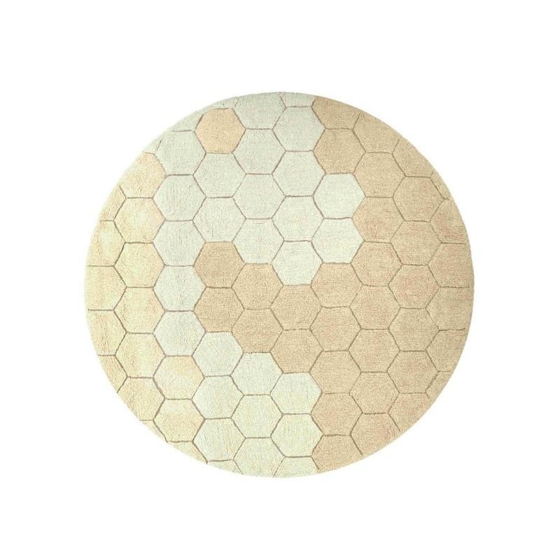 Lorena Canals - Okrągły dywan bawełniany 140cm, Planet Bee - Honeycomb golden