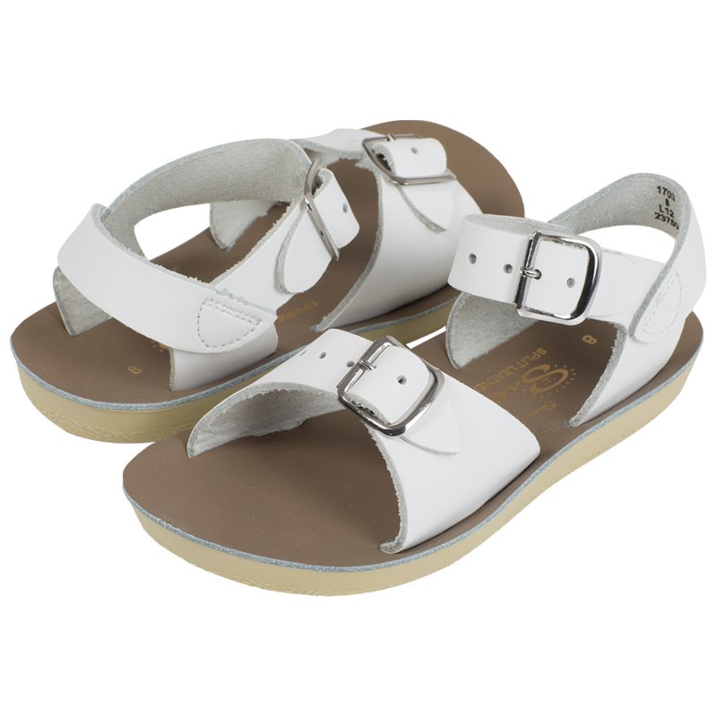 Salt-Water Sandals - Sandały z wodoodpornej skóry dla dzieci Surfer Kids - white