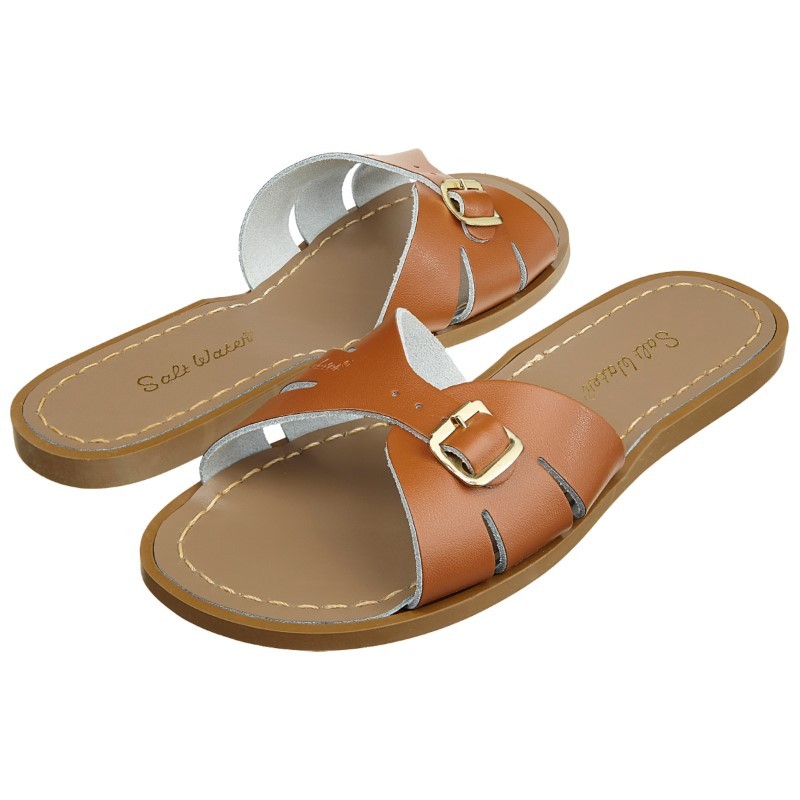 Salt-Water Sandals - Klapki z wodoodpornej skóry dla kobiet Classic Adult - tan