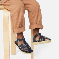 Salt-Water Sandals - Sandały z wodoodpornej skóry dla dzieci Shark Kids - navy