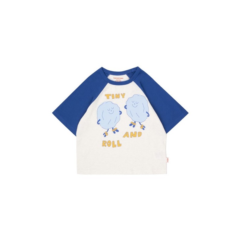 Tinycottons - Bawełniany t-shirt dziecięcy Rock'n'Roll - light cream heather/cobalt blue