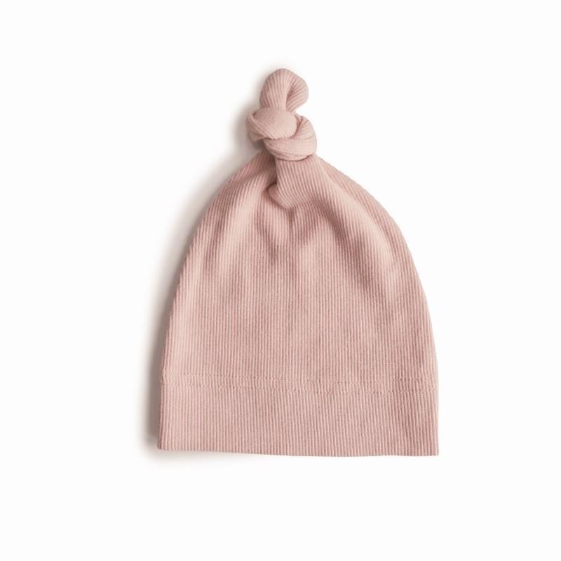 Mushie - Czapeczka dla noworodka z supełkiem Baby Beanie, Blush