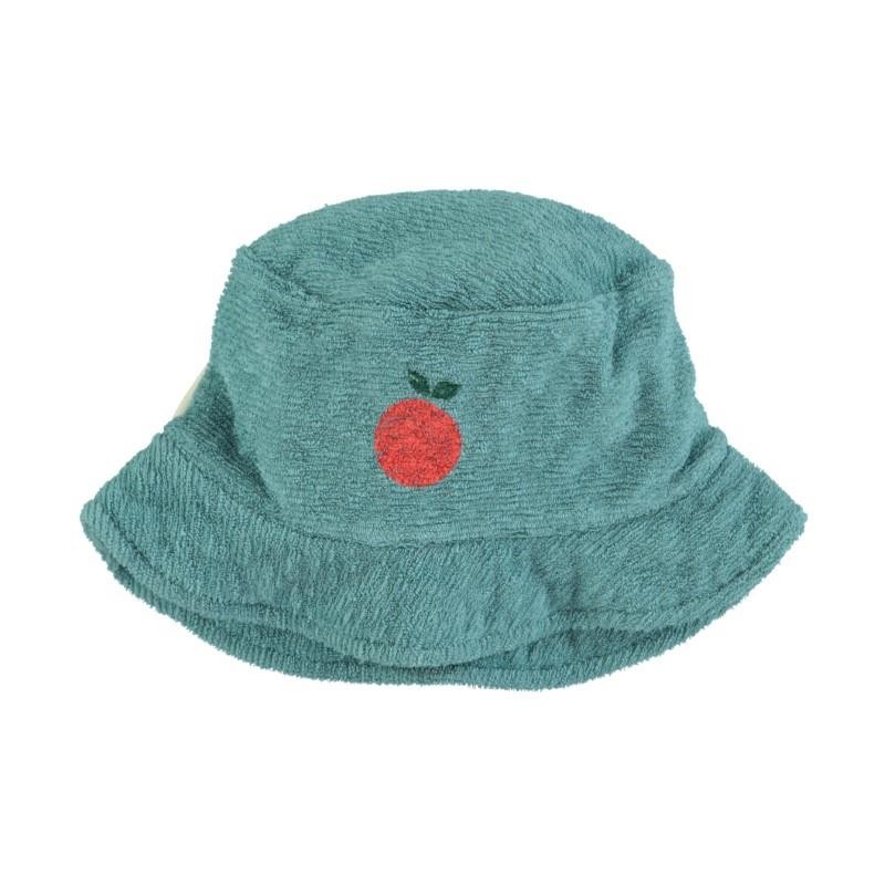 Piupiuchick - Bawełniany kapelusz z materiału frotte Bucket Hat - green w/ apple