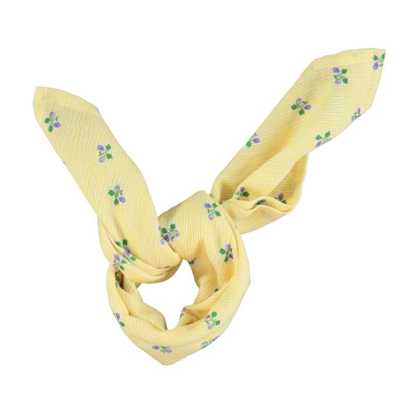 Piupiuchick - Chustka/bandana bawełniana - yellow stripes w/ little flowers