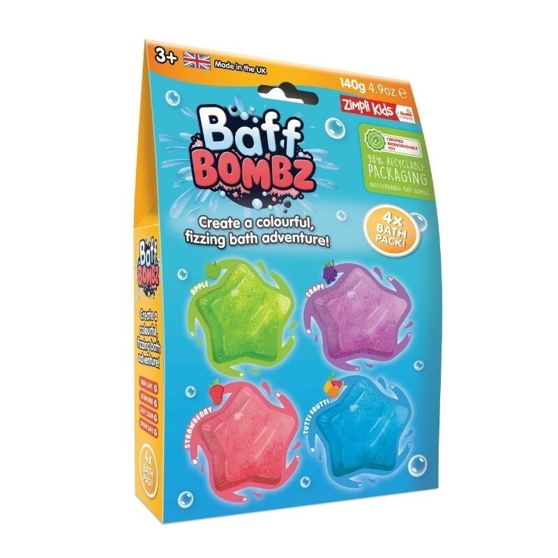 Zimpli Kids - Musujące gwiazdki do kąpieli zmieniające kolor wody Baff Bombz 4szt. 3+