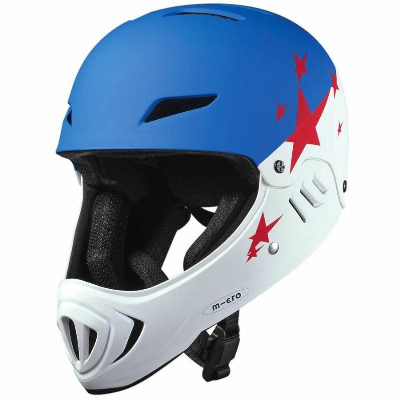 Micro - Kask dziecięcy typu full face Racing Helmet (50-54 cm) - niebiesko-biały w gwiazdki