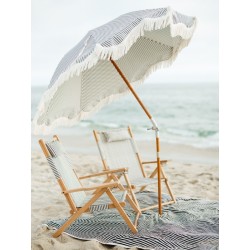 Business & Pleasure Co. - Parasol plażowy z frędzlami The Premium Beach Umbrella, lauren's navy stripe