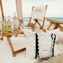 Business & Pleasure Co. - Płócienna torba plażowa na ramię The Beach Bag, rivie white