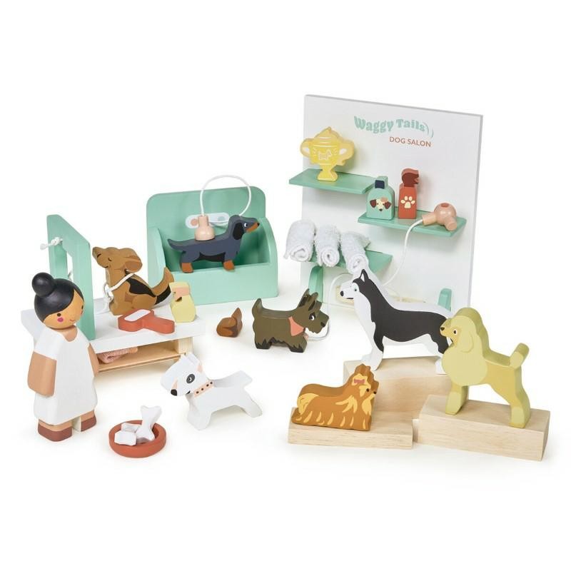 Tender Leaf Toys - Drewniane figurki do zabawy - salon piękności dla psów