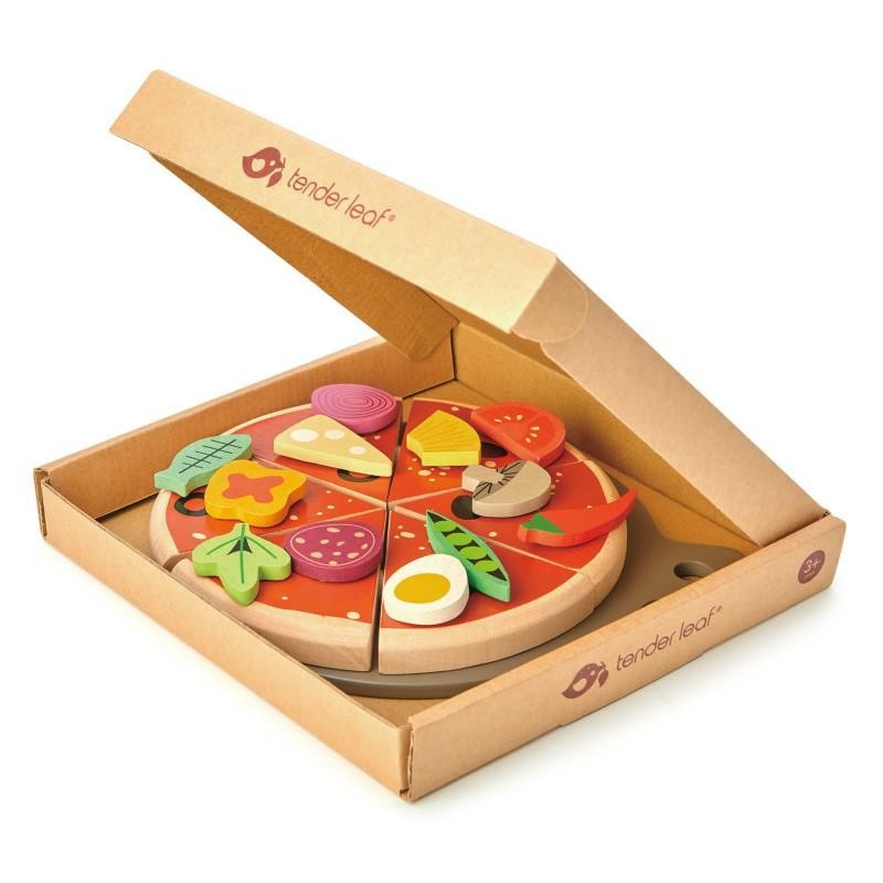 Tender Leaf Toys - Drewniana pizza z dodatkami na rzepy 3+