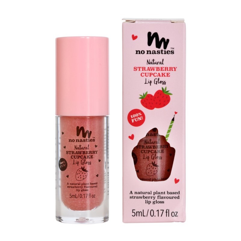 No Nasties - Naturalny błyszczyk do ust dla dzieci, Strawberry Cupcake - Pastel Pink