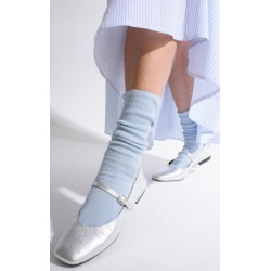 Soxy & More - Skarpety damskie w prążki LUREX, baby blue