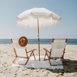 Business & Pleasure Co. - Parasol plażowy z frędzlami The Premium Beach Umbrella, antique white