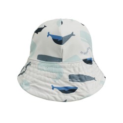 Liewood - Kapelusz przeciwsłoneczny z szerokim rondem Josefine Sun Hat - Whales/Cloud blue