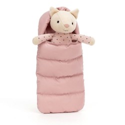 Jellycat - Kotek w Piżamce i Śpiworku Jasno Różowym 23 cm