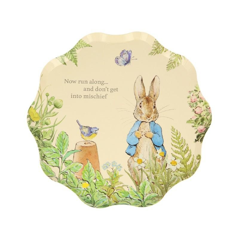 Meri Meri - Małe talerzyki papierowe 8szt. - Wielkanoc, Peter Rabbit™ In The Garden