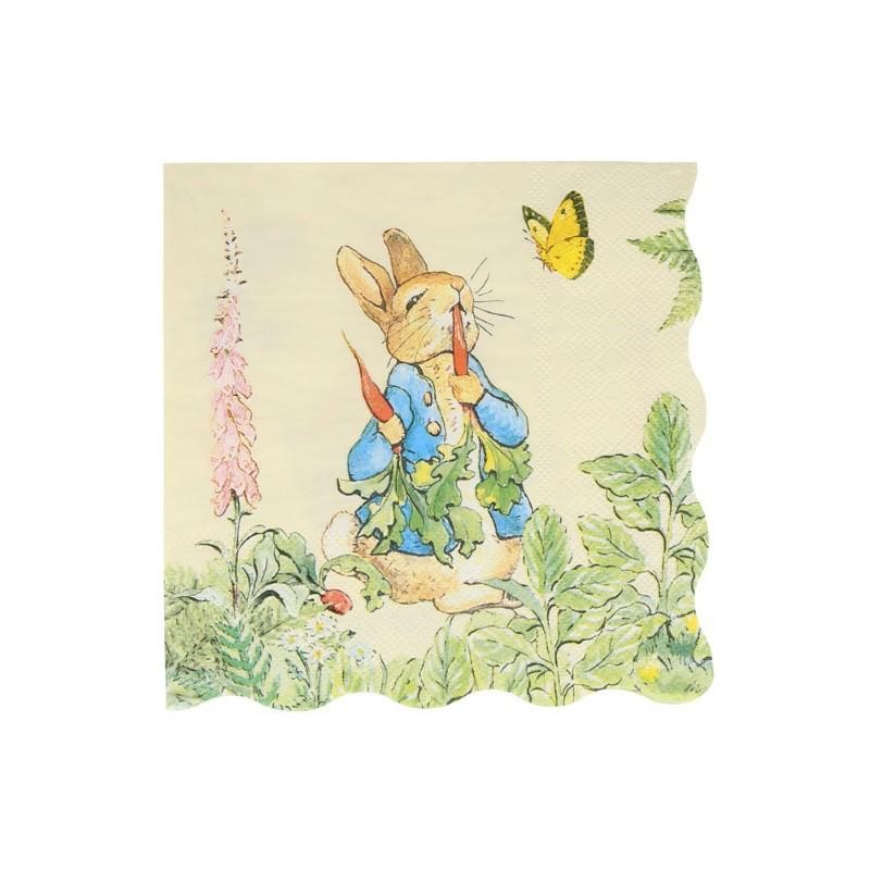 Meri Meri - Serwetki duże 16szt. - Peter Rabbit™ In The Garden, Wielkanoc