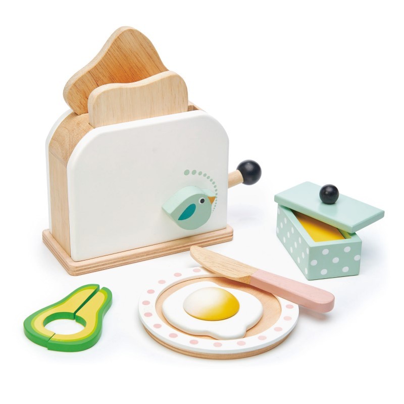 Tender Leaf Toys - Drewniany toster z zestawem śniadaniowym Mini Chef 3+