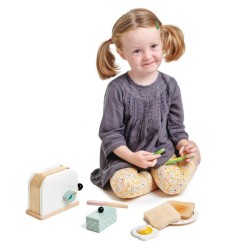 Tender Leaf Toys - Drewniany toster z zestawem śniadaniowym Mini Chef 3+